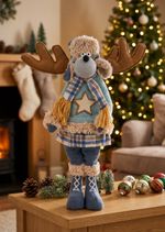 Figure MagicHome Christmas, Reindeer girl in a blue sweater, fabric, 24x18x55 cm