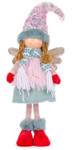Figurine MagicHome Christmas, Little girl angel with red shoes, pink-green, 17x10x64 cm