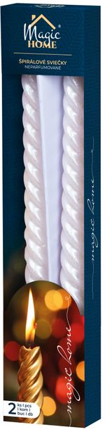 Candle MagicHome Christmas, 25 cm, pack of 2 pcs, white, spiral, twisted
