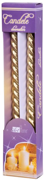Candle MagicHome Christmas, 25 cm, pack of 2 pcs, gold, spiral, twisted