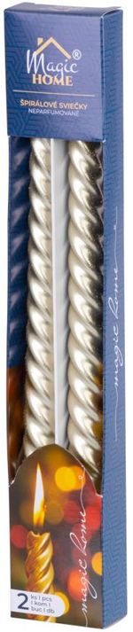 Candle MagicHome Christmas, 25 cm, pack of 2 pcs, champagne, spiral, twisted