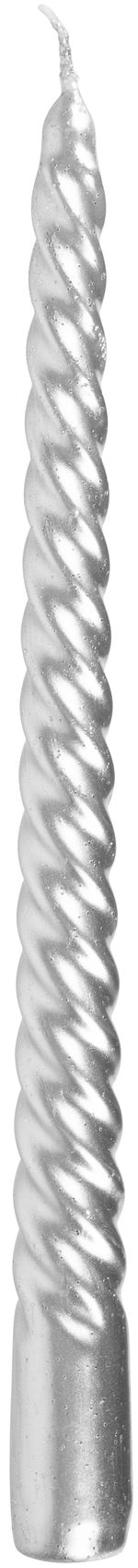 Candle MagicHome Christmas, 25 cm, pack of 2 pcs, silver, spiral, twisted