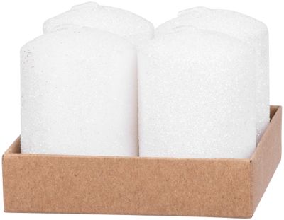Candle MagicHome Christmas, 4x6 cm, cylindrical, pack. 4 pcs, white, with glitter, Advent