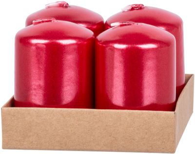 Candle MagicHome Christmas, 4x6 cm, cylindrical, pack. 4 pcs, red, Advent