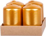 Candle MagicHome Christmas, 4x6 cm, cylindrical, pack of 4 pcs, gold, Advent
