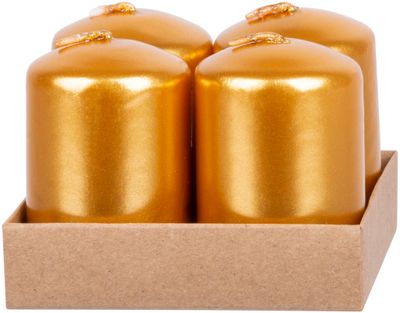 Candle MagicHome Christmas, 4x6 cm, cylindrical, pack. 4 pcs, gold, Advent