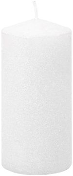 Candle MagicHome Christmas, 5.5x12 cm, cylindrical, white, with glitter