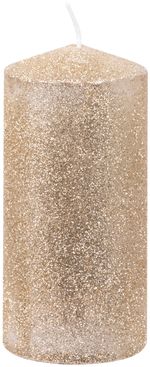 Gyertya MagicHome Karácsonyi, 5,5x12 cm, henger alakú, pezsgő színű, csillámos