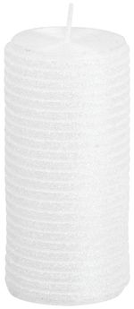 Candle MagicHome Christmas, 5x9.5 cm, cylindrical, white, with glitter