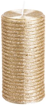 Candle MagicHome Christmas, 5x9.5 cm, cylindrical, champagne, with glitter