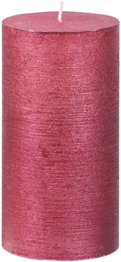 Candle MagicHome Christmas, 6.9x13 cm, cylindrical, red, metallic effect