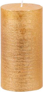 Gyertya MagicHome Vianoce, 6,9x13 cm, henger alakú, arany, metál hatású