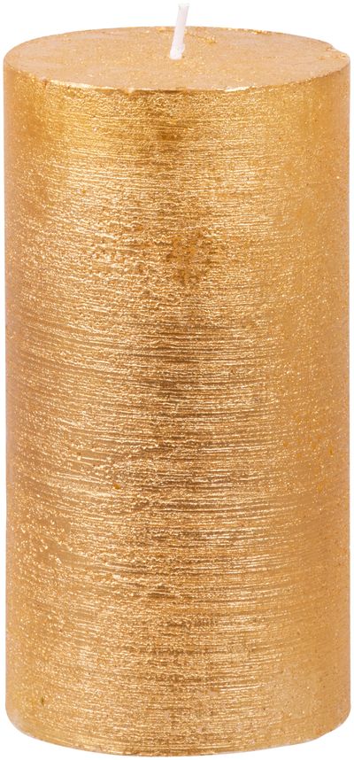 Candle MagicHome Christmas, 6.9x13 cm, cylindrical, gold, metallic effect