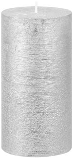 Sviečka MagicHome Vianoce, 6,9x13 cm, valcová, strieborná, metalický efekt