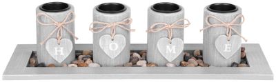 Candle Holder MagicHome, HOME, 39x12.5x10 cm, gray, on tray, for tea lights