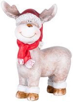 Decoration MagicHome Christmas, Reindeer with red scarf, polyresin, 20x20x24 cm