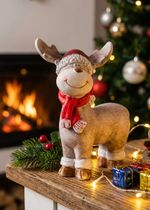 Decoration MagicHome Christmas, Reindeer with red scarf, polyresin, 20x20x24 cm