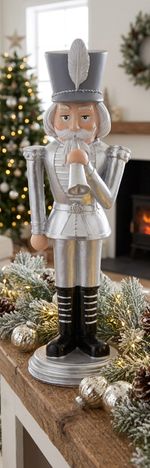 Decoration MagicHome Christmas, Nutcracker with trumpet, silver, polyresin, 20x20x30 cm