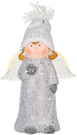 Figurine MagicHome Christmas, Little angel with translucent wings, LED, terracotta, 10.5x6.5x14 cm