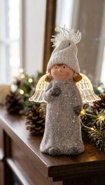 Figurine MagicHome Christmas, Little angel with translucent wings, LED, terracotta, 10.5x6.5x14 cm