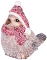Decoration MagicHome Christmas, Bird with Glitter, terracotta, 10.5x7.5x10.8 cm