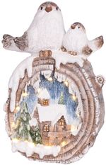 Decoration MagicHome Christmas, Birds with Houses, LED, ceramic, 3xAAA, 33.3x16.5x47 cm