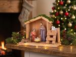 Decoration MagicHome Christmas, Nativity Scene, wood, polyresin, 15 cm