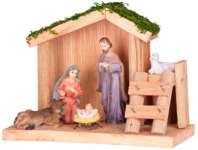 Decoration MagicHome Christmas, Bethlehem, wood, polyresin, 15 cm