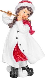 Decoration MagicHome Christmas, Girl playing flute, polyresin, 12x12x20 cm