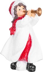 Decoration MagicHome Christmas, Little girl playing the trumpet, polyresin, 12x12x20 cm