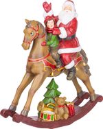 Decoration MagicHome Christmas, Santa with boy on horseback, polyresin, 28x10x30 cm