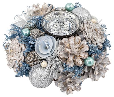 MagicHome Karácsonyi ikebana, natúr, krémszínű, gyertyára