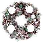 Veniec MagicHome Vianoce, prírodný, adventný, so zelenými guľami, 34 cm