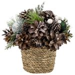 Ikebana MagicHome Vianoce, természetes, zöld gömbökkel, 19x19 cm