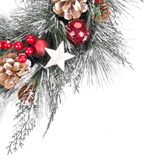 Christmas Wreath MagicHome, natural, hanging, with fir branches and stars, 39 cm