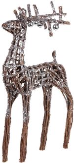 Dekoráció MagicHome Karácsony, fonott szarvas, ezüst, 41x14x73 cm