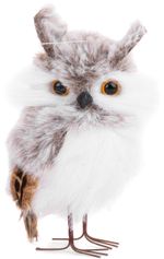 Owl MagicHome Christmas, grey, 7x6x12.5 cm