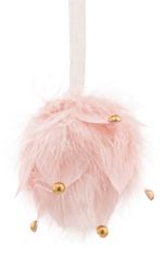 Decoration MagicHome Christmas, Ball, feathered, pink, 10x10x9 cm