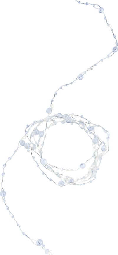 Lánc MagicHome Karácsony Pearl, 20 m LED hideg fehér, gyöngyökkel, 2x AA, egyszerű világítás, megvil