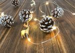String lights MagicHome Pine, 20x warm white LED, with snow-covered pinecones, 2xAA, steady light, l