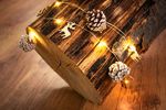 Füzér MagicHome Vianoce Fenyő, 20x meleg fehér LED, havas tobozokkal, 2xAA, folyamatos világítás, vi