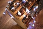 String lights MagicHome Ball, 20x cool white LED, with balls and snowflakes, silver, 2xAA, steady li