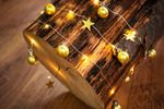 String lights MagicHome Ball, 20x warm white LED, with balls and stars, gold, 2xAA, steady light, li