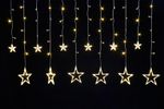 Reťaz MagicHome Vianoce Curtain, 138x LED teplá biela, s hviezdami, 3V, 8 funkcií, osvetlenie, L-2,2x0,6/0,9 m