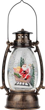 Lampáš MagicHome Vianoce Retro, LED teplá biela, so santom, s trblietkami, čierny, 3xAA, plast, 13x11x24/35 cm