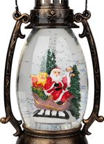 Lantern MagicHome Christmas Retro, LED warm white, with Santa, with glitter, black, 3xAA, plastic, 1