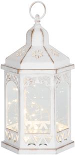 Lampáš MagicHome Vianoce Morocco, LED teplá biela, biely, 3xAAA, plast, časovač, 18x15x32 cm