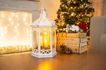 Lampáš MagicHome Vianoce Morocco, 3xLED sviečky, biely, 3xAAA, plast, časovač, 18x15x32 cm