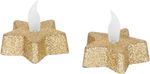 Sviečka MagicHome Vianoce, LED Hviezda, zlatá, teplá biela, 5,8x4,8 cm, bal. 2ks