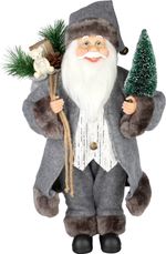 Decoration MagicHome Christmas, Santa, textile, grey, 16x26x45 cm